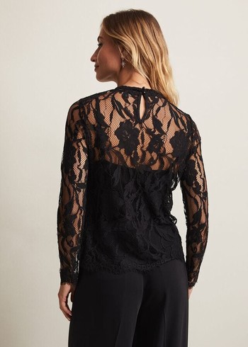 Phase Eight Lara Lace T Shirts Black Canada | PZIUXR-783